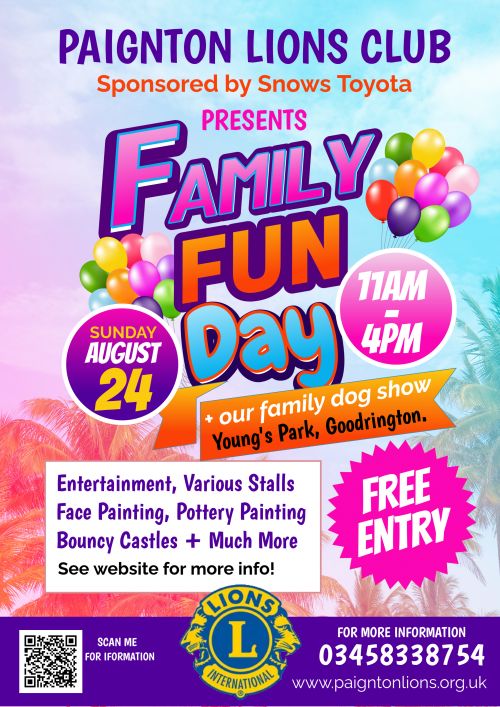 Family Fun Day evnt flyer advertising the event and attractions attending including Face painting, Pottery Painting, Inflable Axe throwing, Bouncy Castles Entertainment, Ice Cream, Burgers, Family Dod Show and much more Family Fun Day evnt flyer advertising the event and attractions attending including Face painting, Pottery Painting, Inflable Axe throwing, Bouncy Castles Entertainment, Ice Cream, Burgers, Family Dod Show and much more